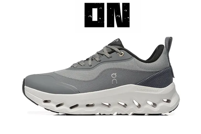 On Gray Black Mesh Upper Sculpted Podded Midsole Running Shoes 2