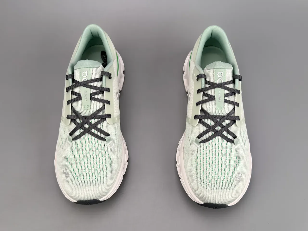 On Green White Engineered Knit Upper Segmented CloudTec Midsole Sneakers 5