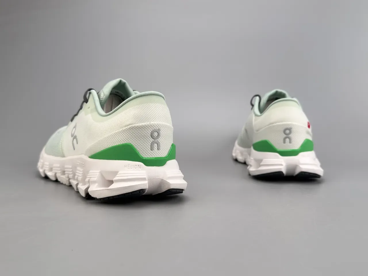 On Green White Engineered Knit Upper Segmented CloudTec Midsole Sneakers 8