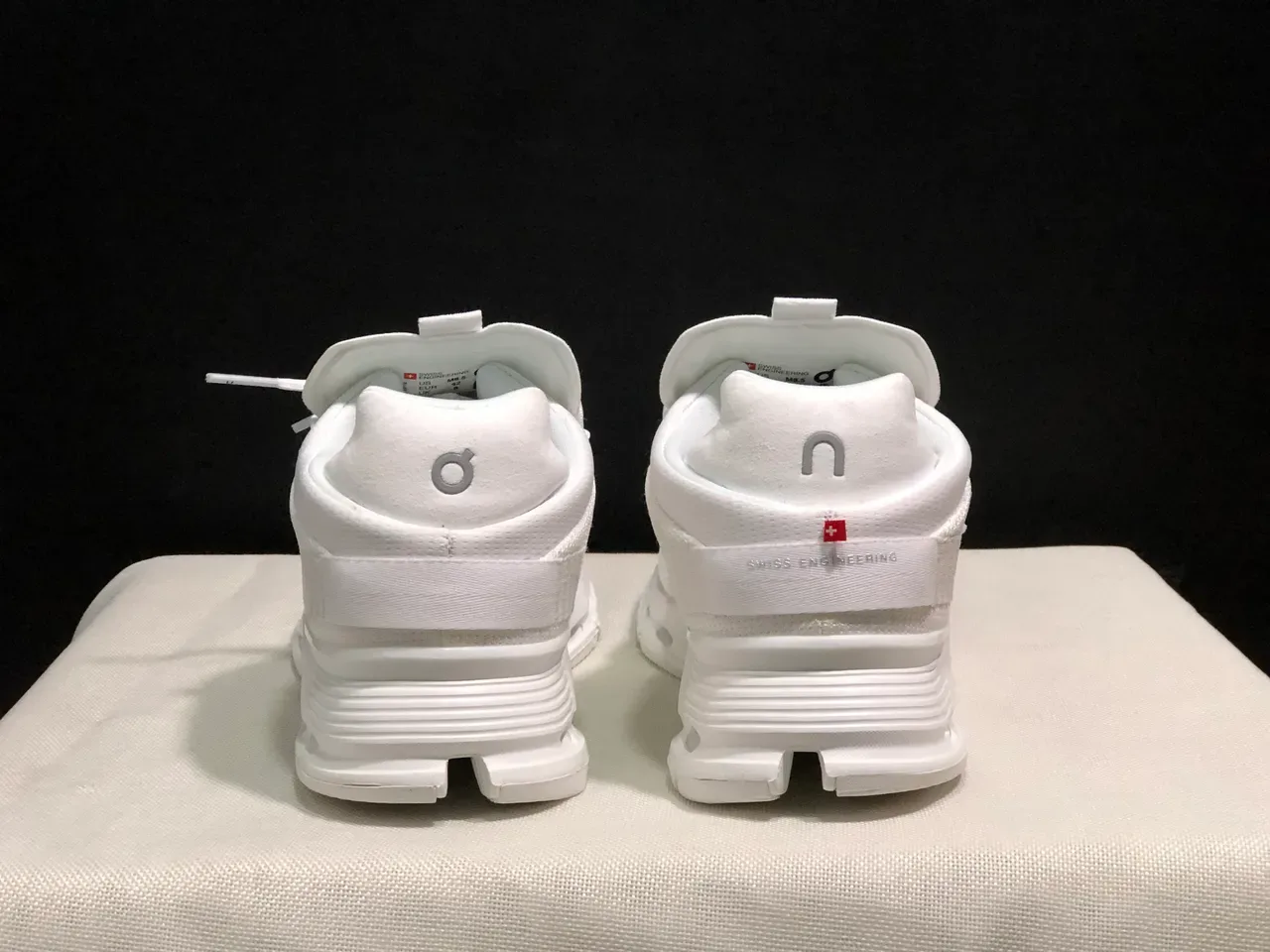 On White Knit Upper Integrated Lacing Cage Lifestyle Sneakers 8