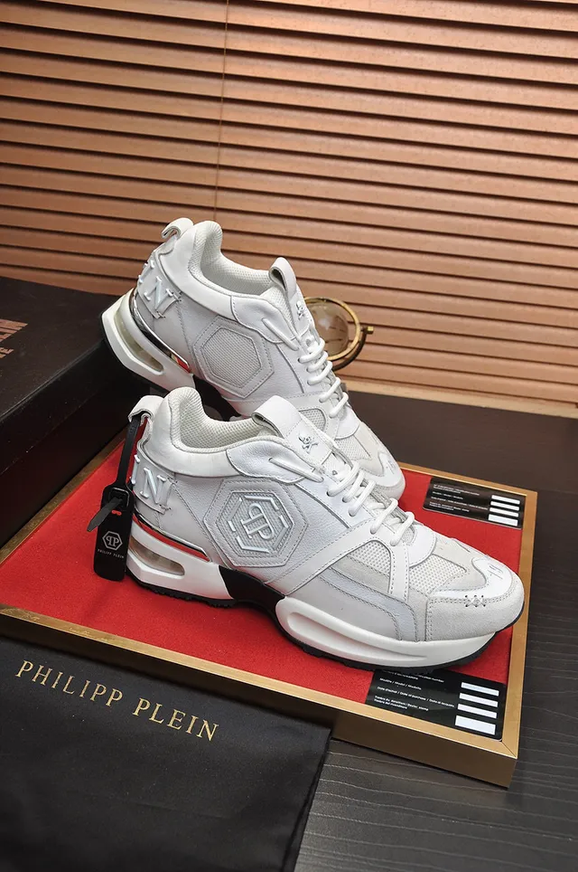 Philipp Plein Active White Black Sole Hexagonal Logo Panels Chunky Sneakers 5