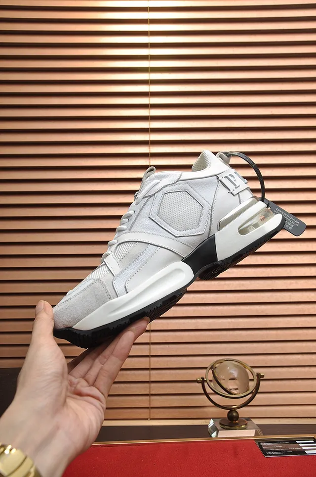Philipp Plein Active White Black Sole Hexagonal Logo Panels Chunky Sneakers 6