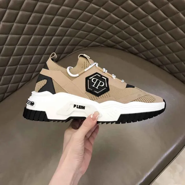 Philipp Plein Beige Negro Hexagonal PP Logo Zapatillas Chunky 9