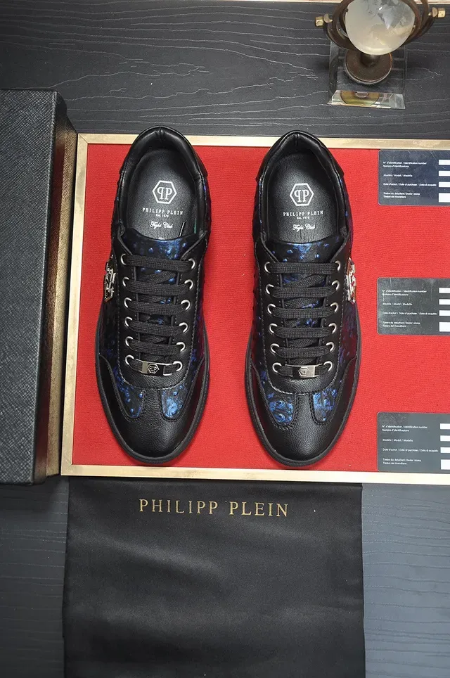 Philipp Plein Black and Blue Snakeskin-Textured Lifestyle Sneakers 3