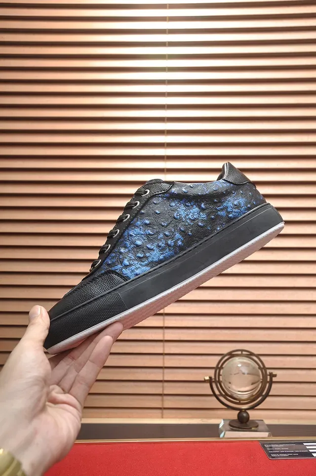 Philipp Plein Black and Blue Snakeskin-Textured Lifestyle Sneakers 5