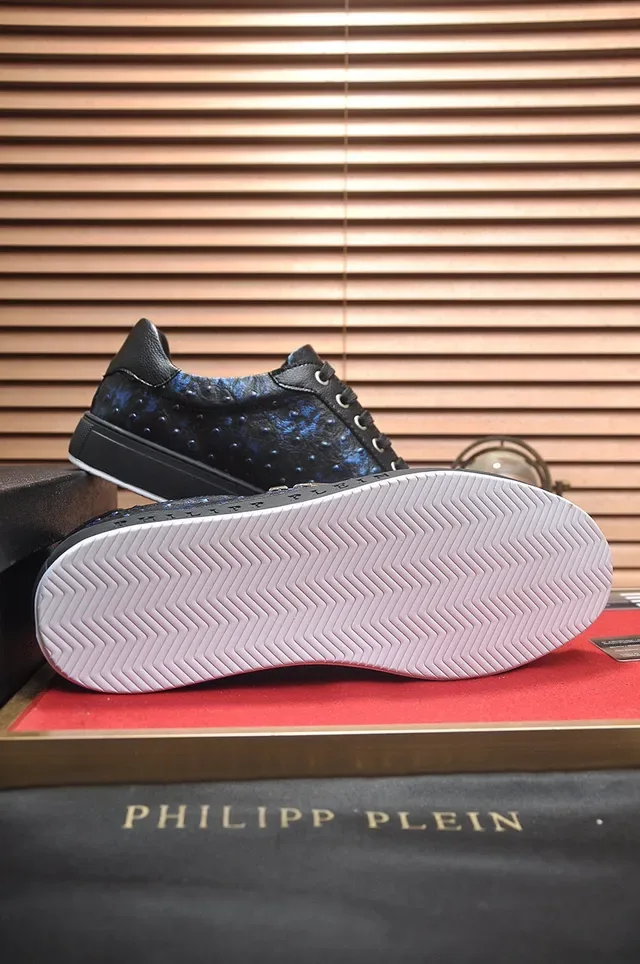 Philipp Plein Black and Blue Snakeskin-Textured Lifestyle Sneakers 7