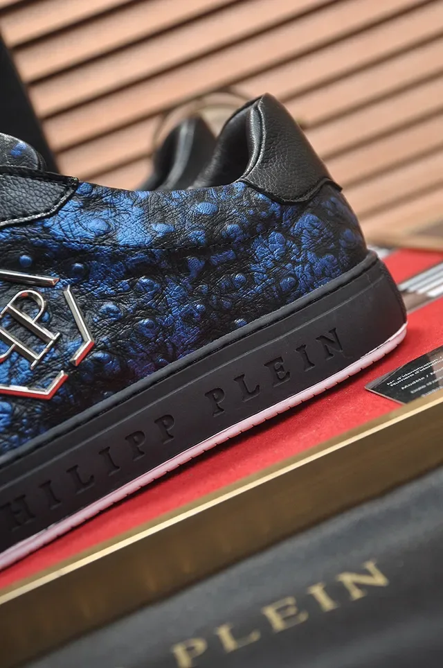 Philipp Plein Black and Blue Snakeskin-Textured Lifestyle Sneakers 9