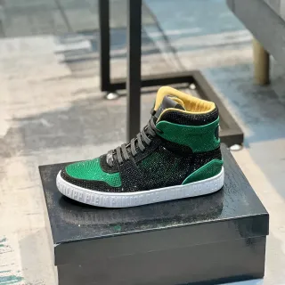 Philipp Plein Black Green High-Top Crystal-Embellished Lifestyle Sneakers