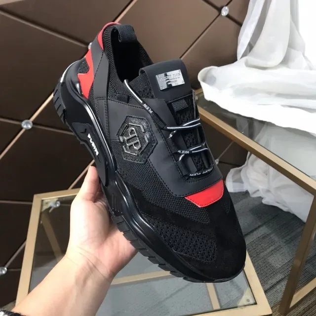 Philipp Plein Black Orange Baskets Chunky Sans Lacets Fermeture par Sangle Hexagonale Logo PP 2