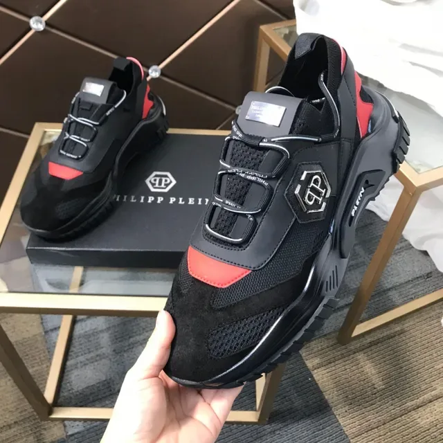 Philipp Plein Black Orange Baskets Chunky Sans Lacets Fermeture par Sangle Hexagonale Logo PP 3