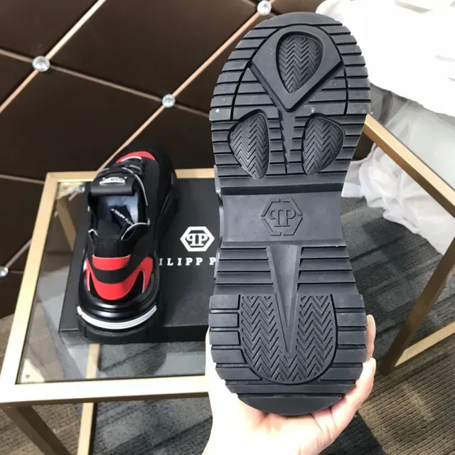 Philipp Plein Black Orange Baskets Chunky Sans Lacets Fermeture par Sangle Hexagonale Logo PP 4