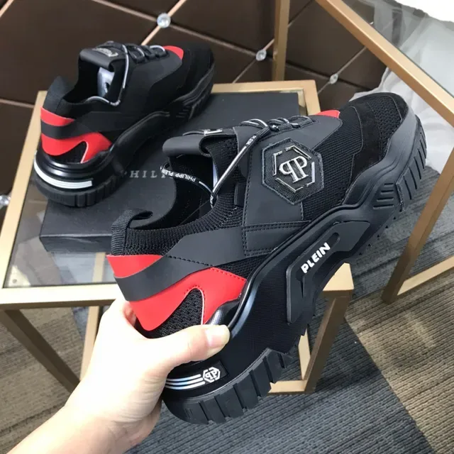 Philipp Plein Black Orange Baskets Chunky Sans Lacets Fermeture par Sangle Hexagonale Logo PP 5