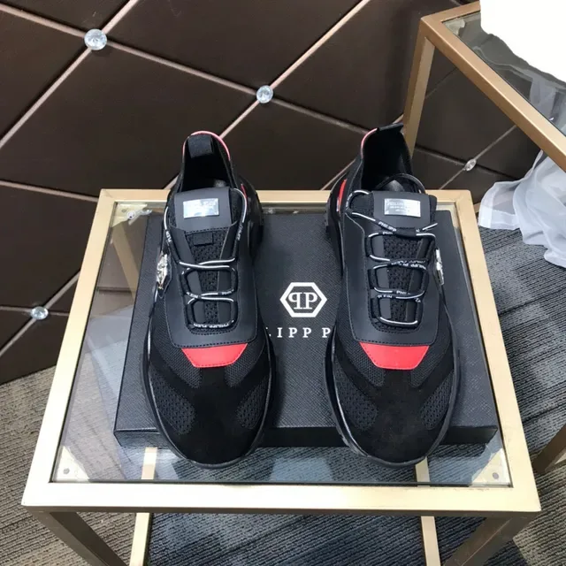 Philipp Plein Black Orange Baskets Chunky Sans Lacets Fermeture par Sangle Hexagonale Logo PP 9