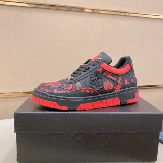 Philipp Plein 黑红低帮印花刺绣运动鞋