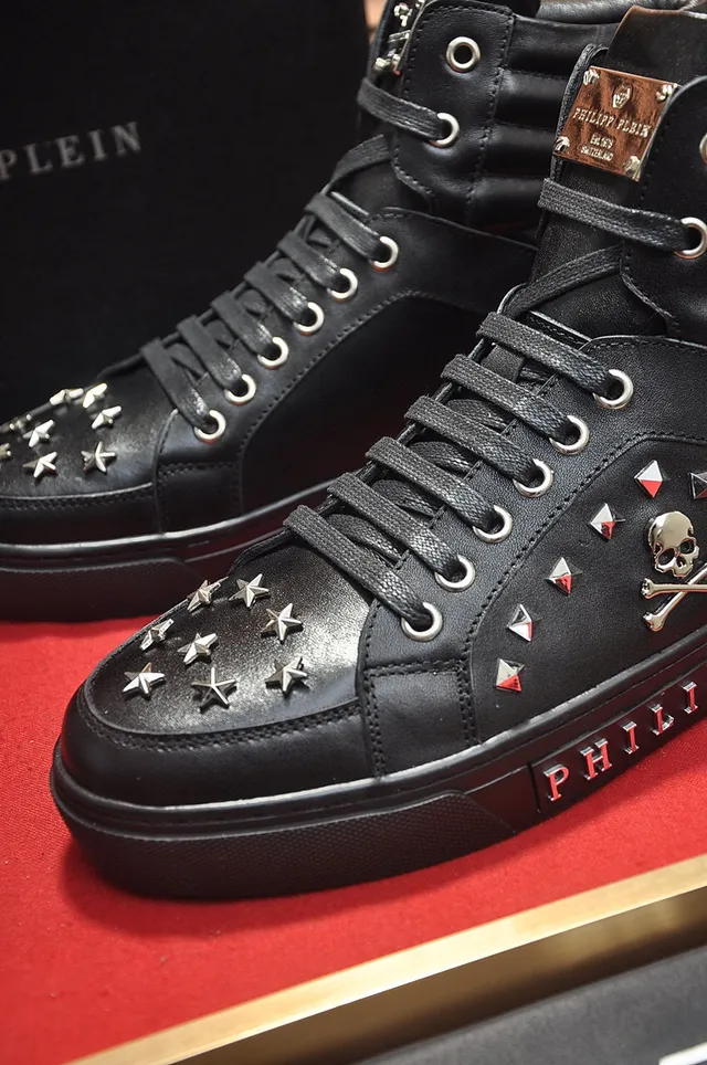 Philipp Plein Black Silver High-Top Studded Chunky Sneakers 4