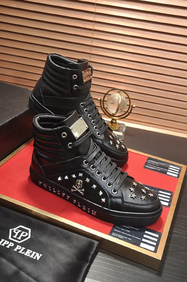 Philipp Plein Black Silver High-Top Studded Chunky Sneakers 6