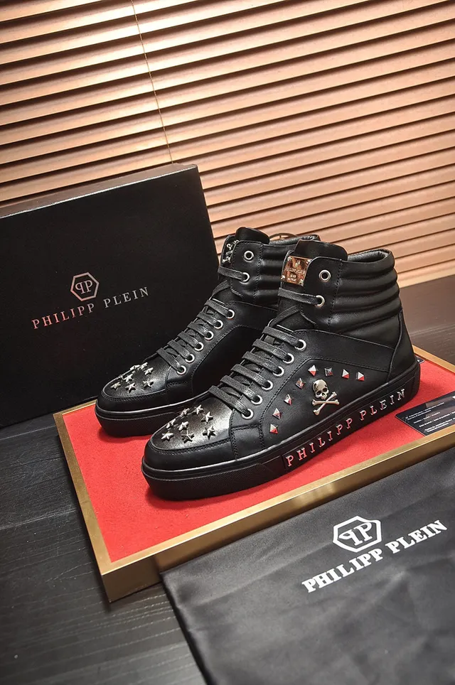 Philipp Plein Black Silver High-Top Studded Chunky Sneakers 8