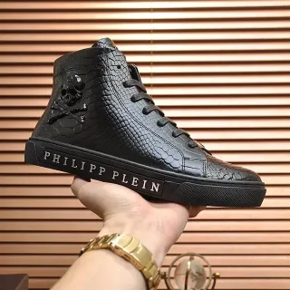 Philipp Plein 黑色蛇皮高帮生活方式运动鞋