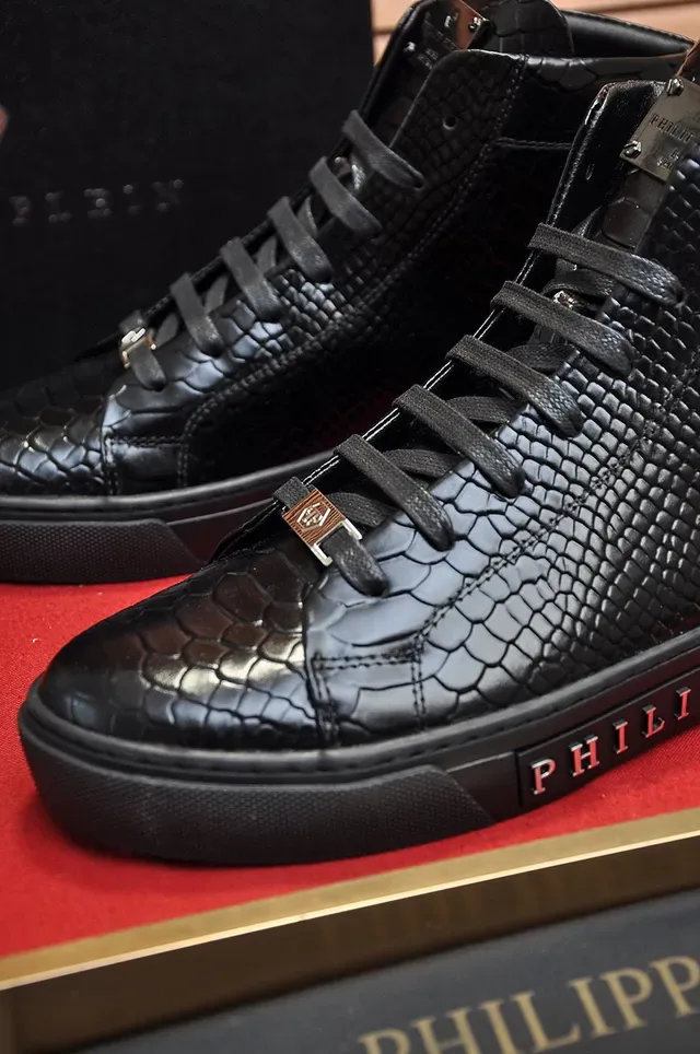 Philipp Plein Sneakers Lifestyle Hautes en Cuir de Serpent Noir 2