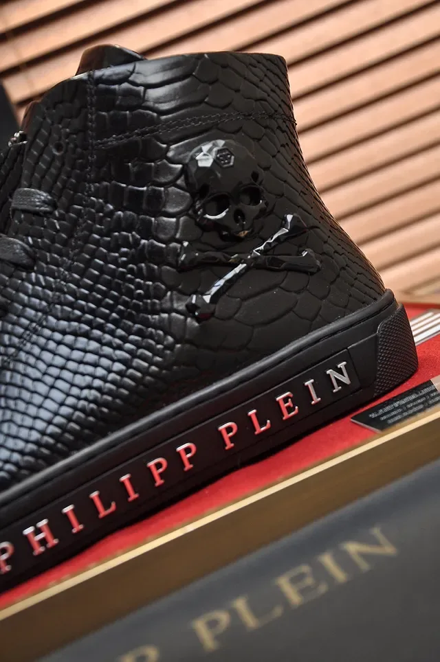 Philipp Plein Sneakers Lifestyle Hautes en Cuir de Serpent Noir 4