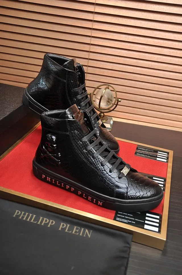Philipp Plein Sneakers Lifestyle Hautes en Cuir de Serpent Noir 5