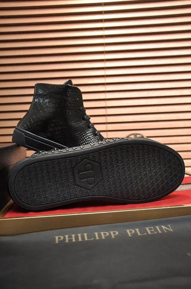 Philipp Plein Sneakers Lifestyle Hautes en Cuir de Serpent Noir 6
