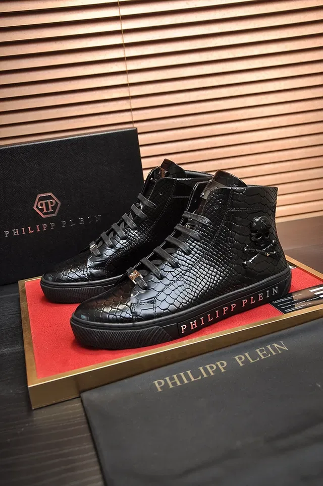 Philipp Plein Sneakers Lifestyle Hautes en Cuir de Serpent Noir 7