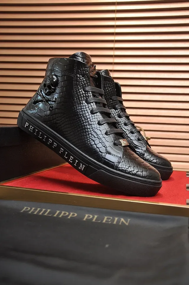Philipp Plein Sneakers Lifestyle Hautes en Cuir de Serpent Noir 9