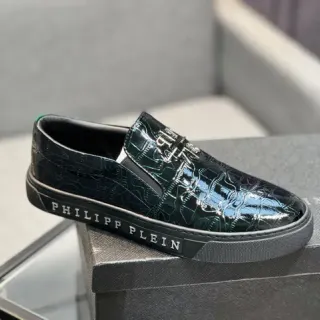 Philipp Plein Croc-Embossed Glossy Black Loafer