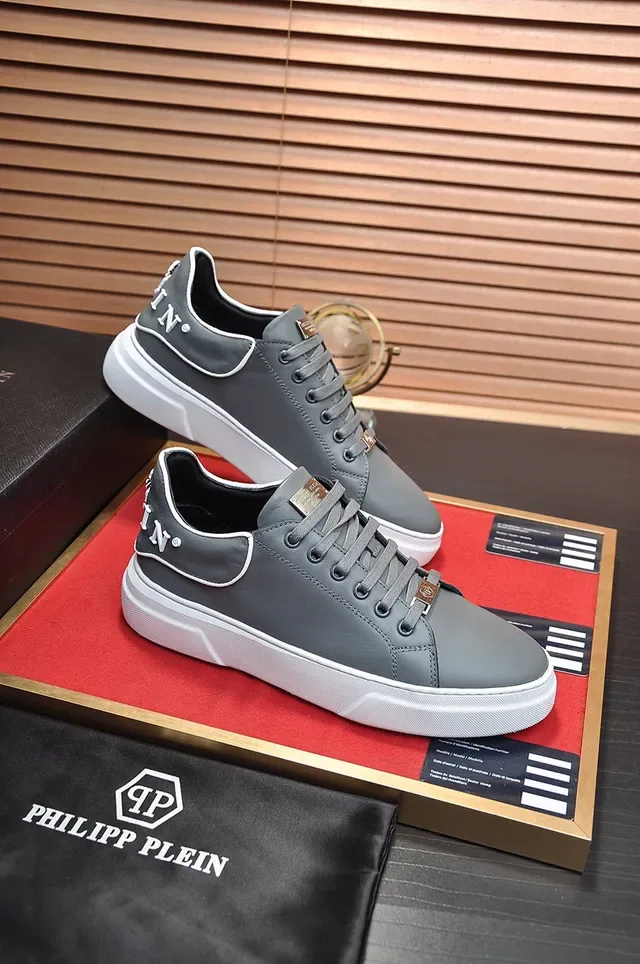 Philipp Plein حذاء رياضي جلدي رمادي منصة أسلوب حياة 5
