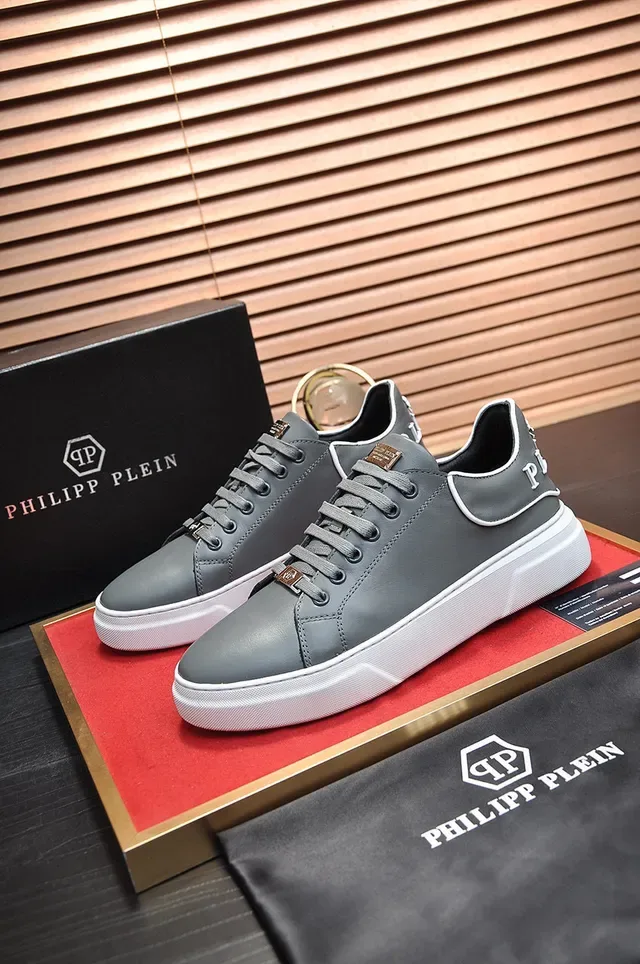 Philipp Plein حذاء رياضي جلدي رمادي منصة أسلوب حياة 7