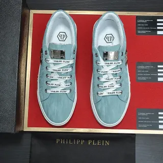 Philipp Plein हल्का नीला ब्रांडेड लेस-अप लाइफस्टाइल स्नीकरज़