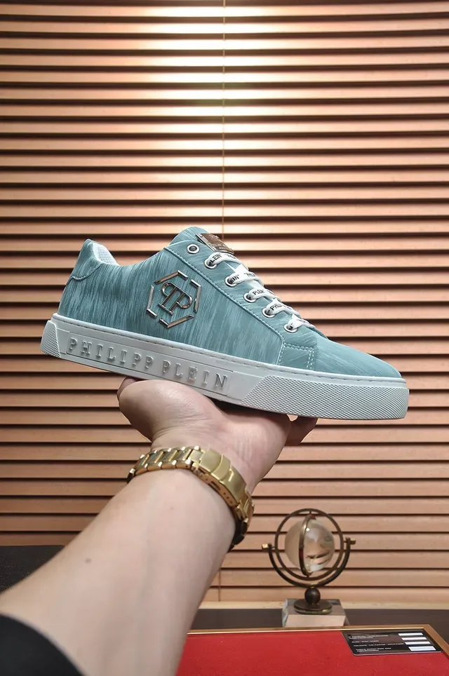 Philipp Plein Sneakers Lifestyle Bleu Clair Lacés avec Marque 2