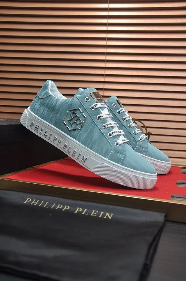 Philipp Plein Sneakers Lifestyle Bleu Clair Lacés avec Marque 3