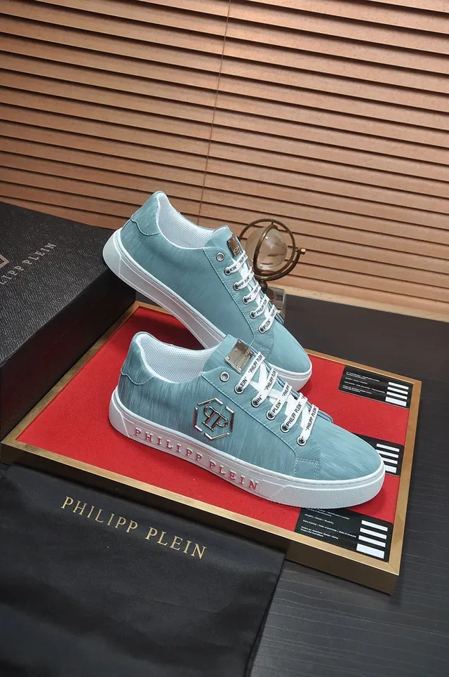 Philipp Plein Sneakers Lifestyle Bleu Clair Lacés avec Marque 6