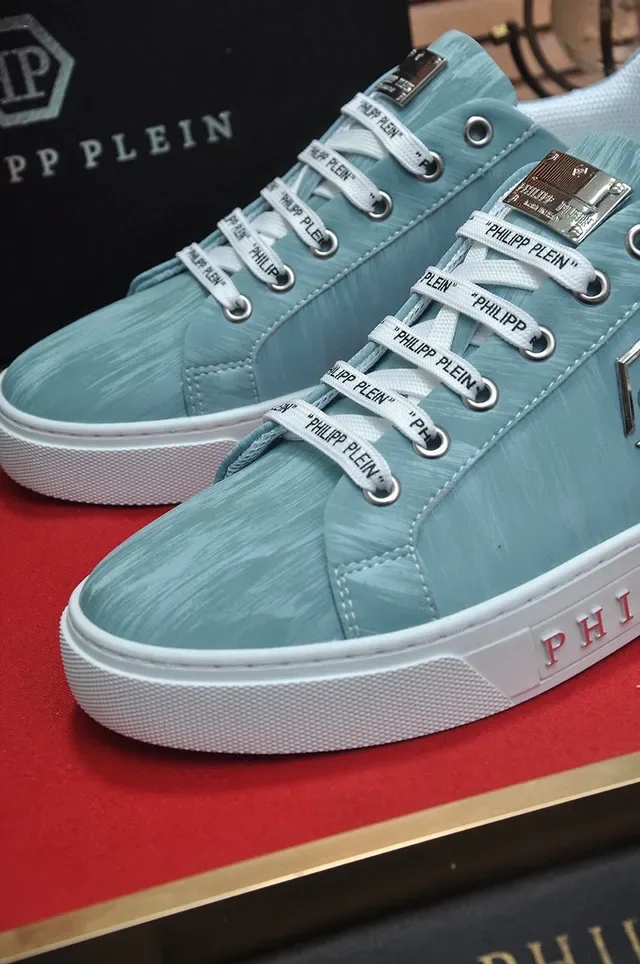 Philipp Plein Sneakers Lifestyle Bleu Clair Lacés avec Marque 8
