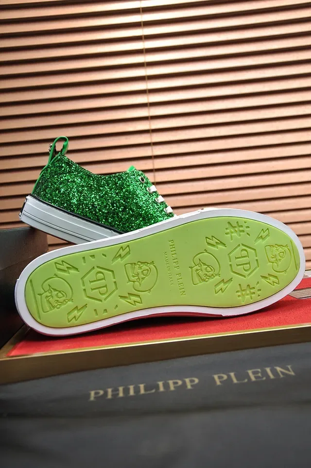Philipp Plein Mega Star Green Glitter White Sole Lifestyle Sneakers 2