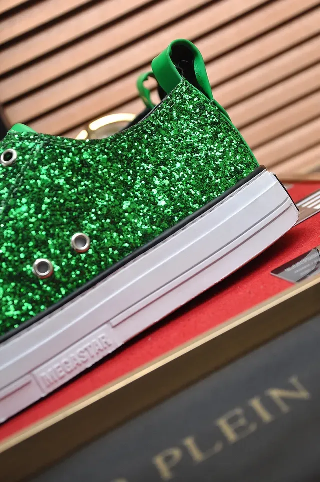 Philipp Plein Mega Star Green Glitter White Sole Lifestyle Sneakers 3