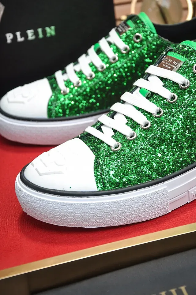 Philipp Plein Mega Star Green Glitter White Sole Lifestyle Sneakers 4