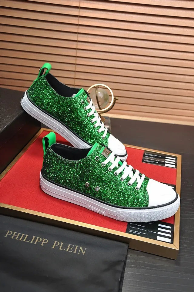 Philipp Plein Mega Star Green Glitter White Sole Lifestyle Sneakers 5