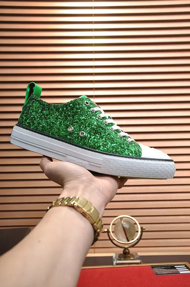 Philipp Plein Mega Star Green Glitter White Sole Lifestyle Sneakers 7