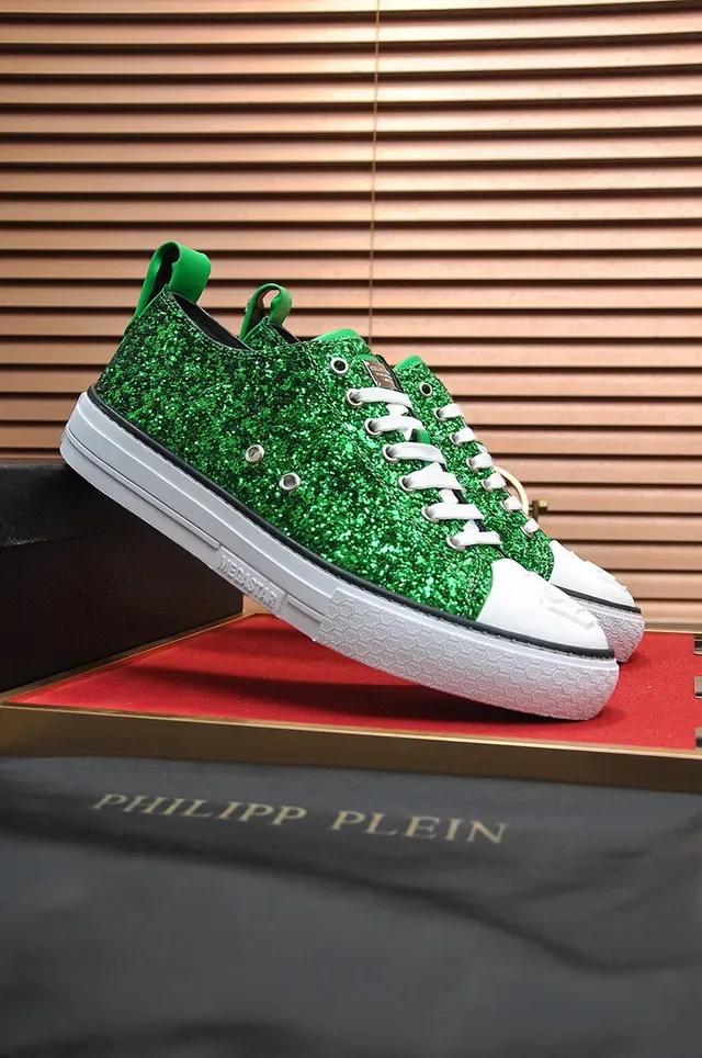 Philipp Plein Mega Star Green Glitter White Sole Lifestyle Sneakers 8