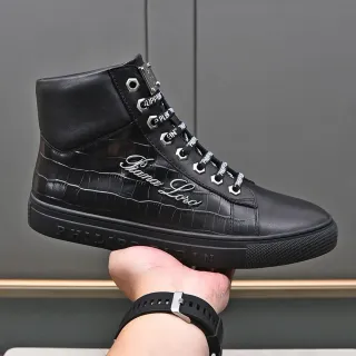 Philipp Plein Pleins Lord Black Croc-Embossed High-Top Lifestyle Sneakers