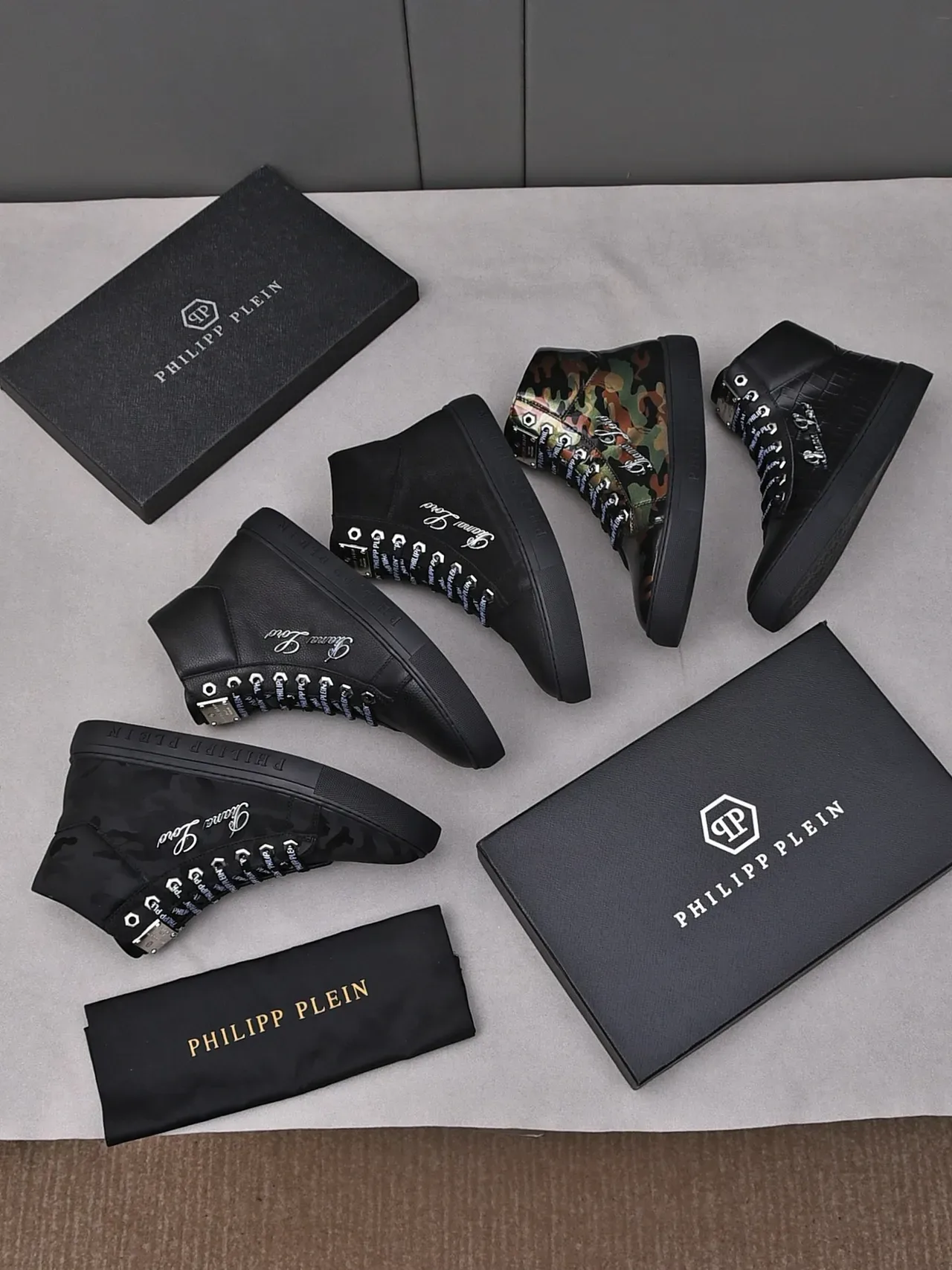 Philipp Plein Pleins Lord Sneakers Lifestyle Noires Croc-Embossed High-Top 2