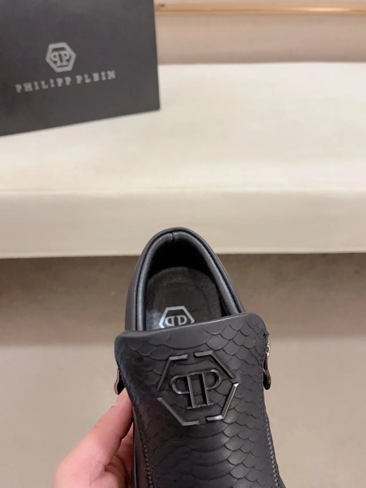 Philipp Plein Snake-Embossed Zipper Slip-On Sneaker 7