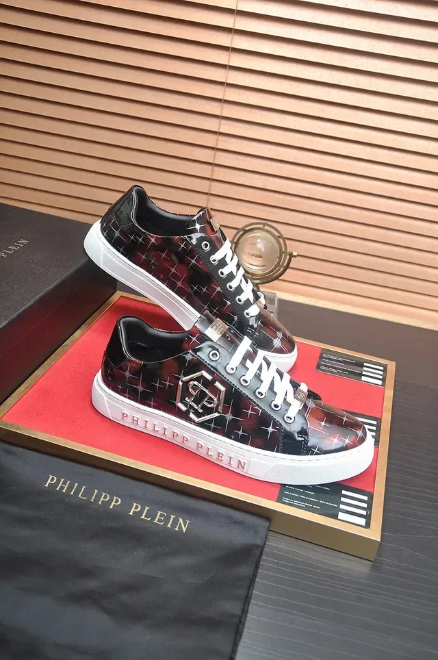 Philipp Plein Star-Grid Print Glossy Black Lifestyle Sneakers 6