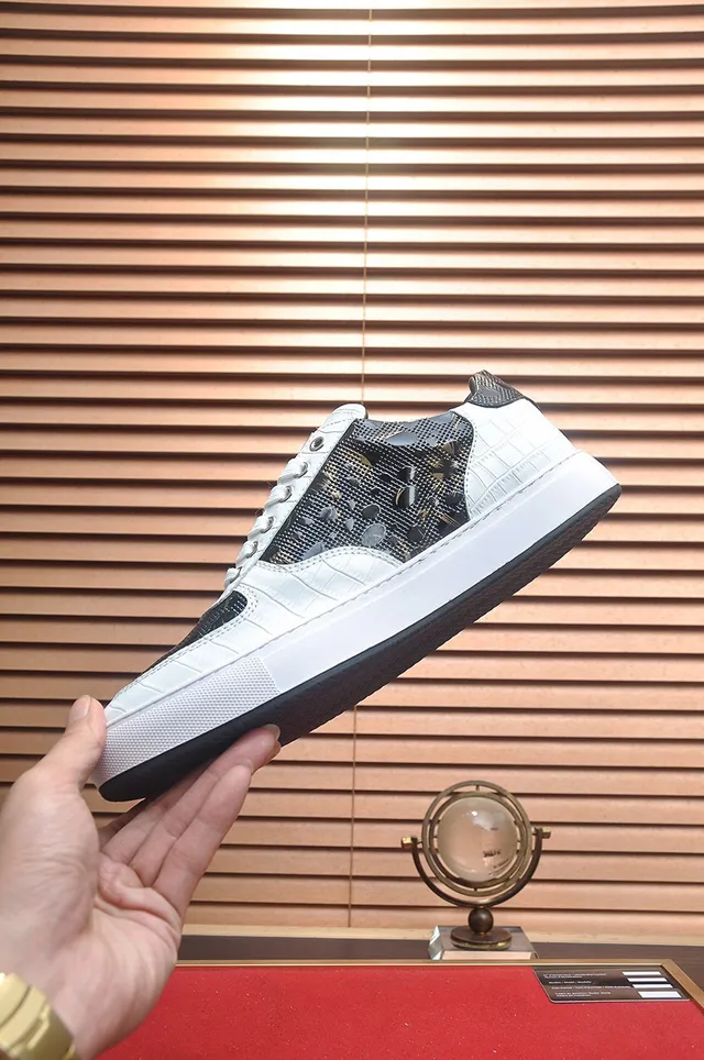 Philipp Plein Chaussures lifestyle basses blanc et noir texturées en peau de serpent 5