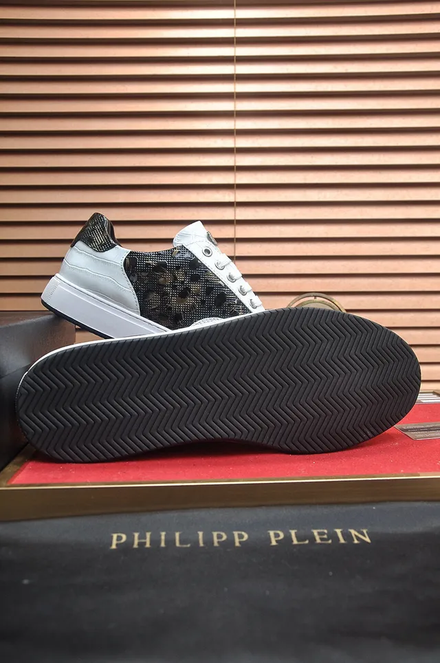 Philipp Plein Chaussures lifestyle basses blanc et noir texturées en peau de serpent 7
