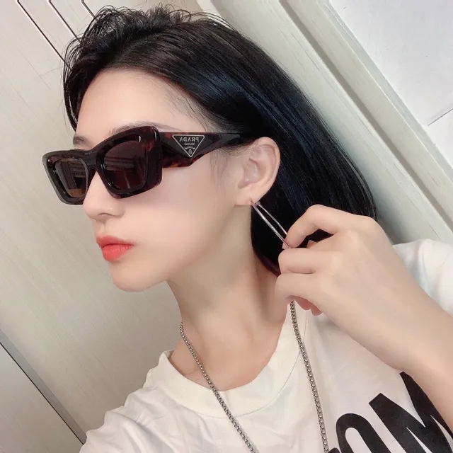 Prada Angular Cat-Eye Glossy Black Sunglasses 2