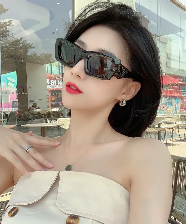 Prada Angular Cat-Eye Glossy Black Sunglasses 7